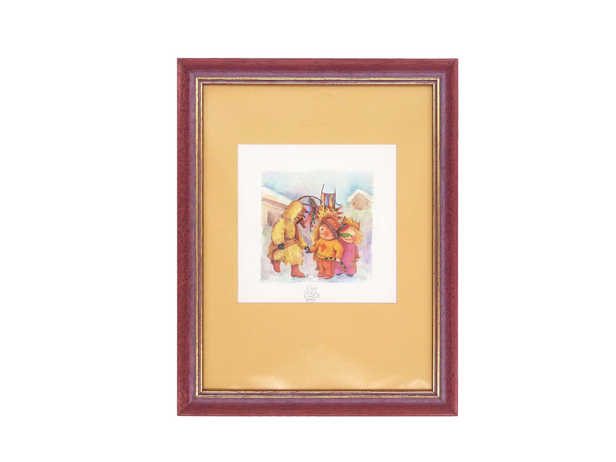 Simčič Daša ilustracija akvarel kurent z otroki slikanice Etno galerija Skrina
