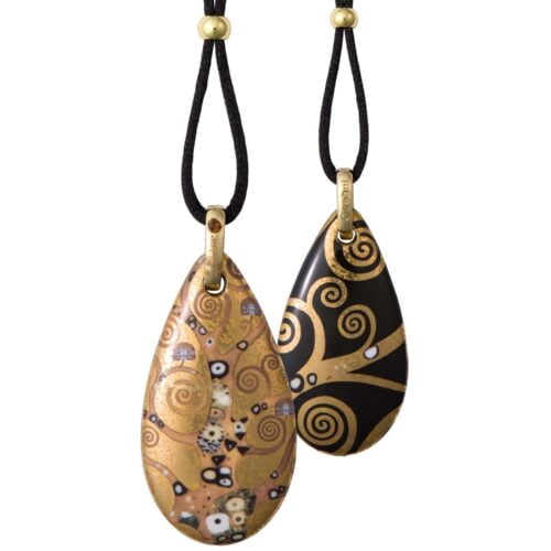 Gustav Klimt nakit pozlačen obojestranski obesek verižica Drevo življenja The Tree of Life Swarovski crystal Etno galerija Skrina
