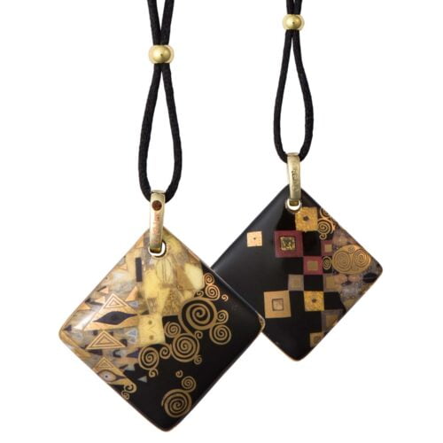 Gustav Klimt nakit pozlačen obojestranski obesek verižica Adele Bloch-Bauer Swarovski crystal Etno galerija Skrina