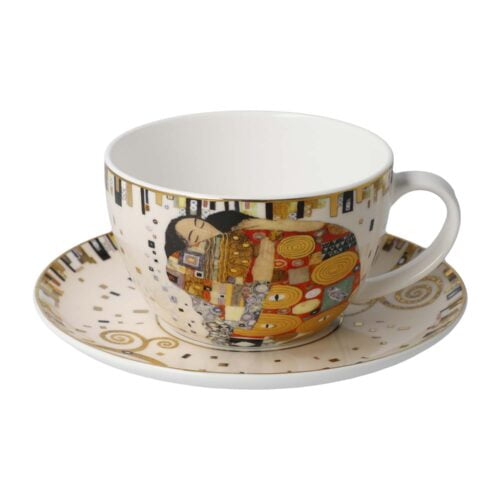 Gustav Klimt skodelica s krožnikom Izpolnitev svetla Etno galerija Skrina