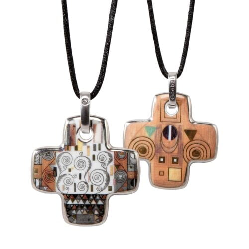 Gustav-Klimt-nakit-pozlacen-obojestranski-obesek-verizica-Drevo-zivljenja-The-Tree-of-Life-Swarovski-crystal-Etno-galerija-Skrina-spredaj-in-zadaj-kriz.