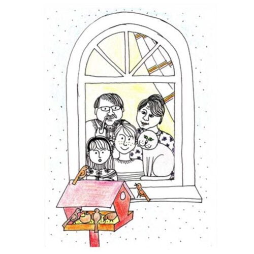 ilustracija ptičja hišica